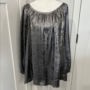Lane Bryant Metallic Silver Blouse Christmas New Year’s Eve special occasion